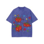 Cute Tomato Party Print T Shirt Retro Garden Vegetable Graphic Tee Lightweight Vintage Washed Cotton Summer Top Teezioo .jpg