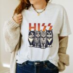 Hiss Funny Cats Rock T Shirt Kittens Rock Band Parody Graphic Tee Unisex Cotton Shirt.jpg