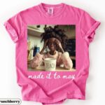 Comfort Colors Made It To May Teacher T Shirt Funny Doll Face Meme Graphic Tee End of School Year Humor Shirt.jpg