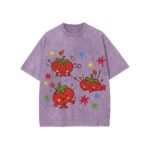 Cute Tomato Party Print T Shirt Retro Garden Vegetable Graphic Tee Lightweight Vintage Washed Cotton Summer Top Teezioo .jpg