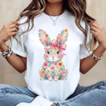 Easter Bunny Pink Bow T Shirt.png