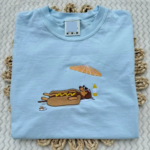 Embroidered Hot Dog Dachshund Beach Tee.png
