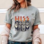Hiss Funny Cats Rock T Shirt Kittens Rock Band Parody Graphic Tee Unisex Cotton Shirt.jpg