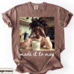 Comfort Colors Made It To May Teacher T Shirt Funny Doll Face Meme Graphic Tee End of School Year Humor Shirt.jpg