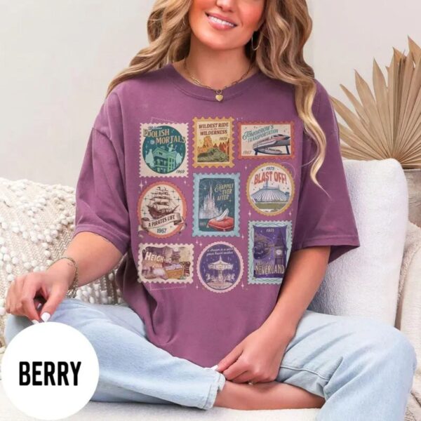 Comfort Colors Vintage Theme Park Stamps T Shirt Retro Vacation Graphic Tee Nostalgic Amusement Park Souvenir Shirt for Men Women.jpg