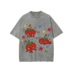Cute Tomato Party Print T Shirt Retro Garden Vegetable Graphic Tee Lightweight Vintage Washed Cotton Summer Top Teezioo .jpg