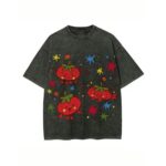 Cute Tomato Party Print T Shirt Retro Garden Vegetable Graphic Tee Lightweight Vintage Washed Cotton Summer Top Teezioo .jpg