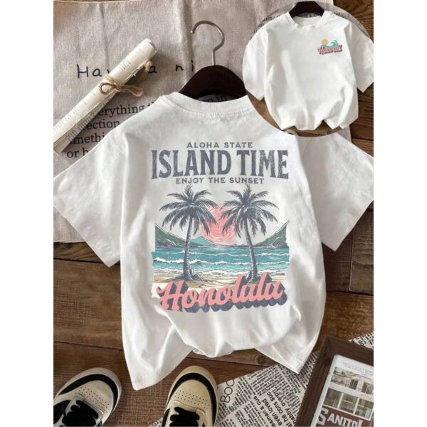 Hawaiian Island Vibes T Shirt Retro Summer Beach Vacation Graphic Tee Unisex Cotton Shirt.jpg