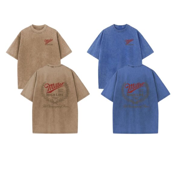 Holafish Miller High Life Acid Wash T Shirt Champagne of Beers Double Sided Graphic Tee Retro Lightweight Cotton Streetwear.jpg